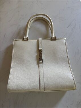 Vintage Gucci Jackie Cream Structured Top-Handle Tote Bag